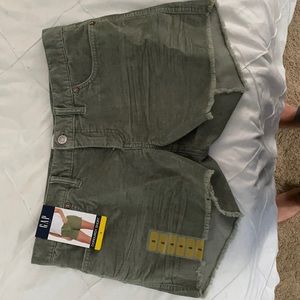 Green corduroy gap shorts